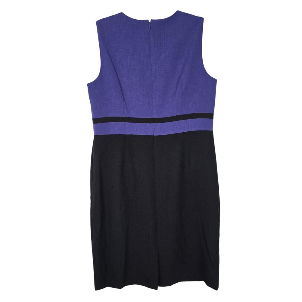 Kasper Dress Womens 14 Purple Black Colorblock Sheath Sleeveless Work Office - Picture 2 of 11